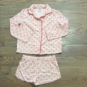 Heart Print Pink Kids Pajamas size 5 GUC